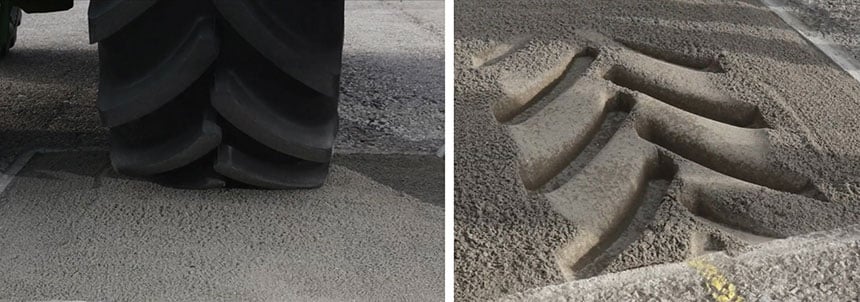 Bodenaufstandsanalyse zur Überprüfung der Reifenbreite, die auf den Boden übertragen wird